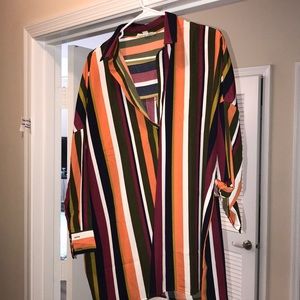 Oversized, striped collared shirt